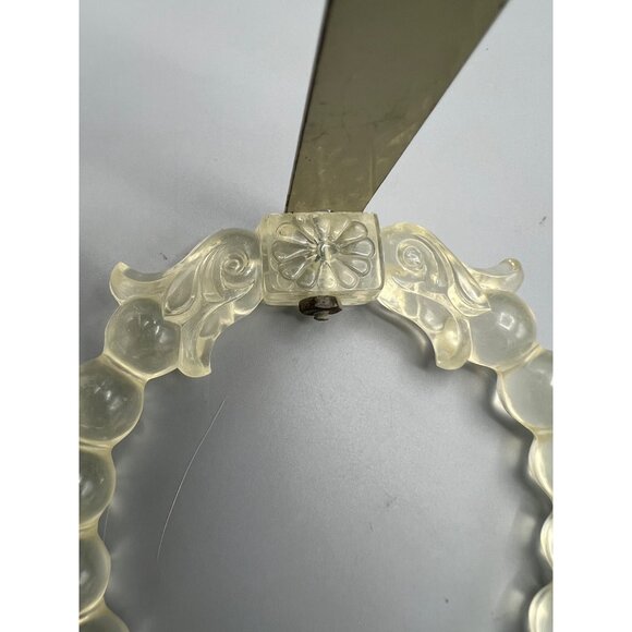 Art Deco Lucite Curtain Tiebacks Beaded Floral Design & Metal Mounting Brackets* - Picture 4 of 16